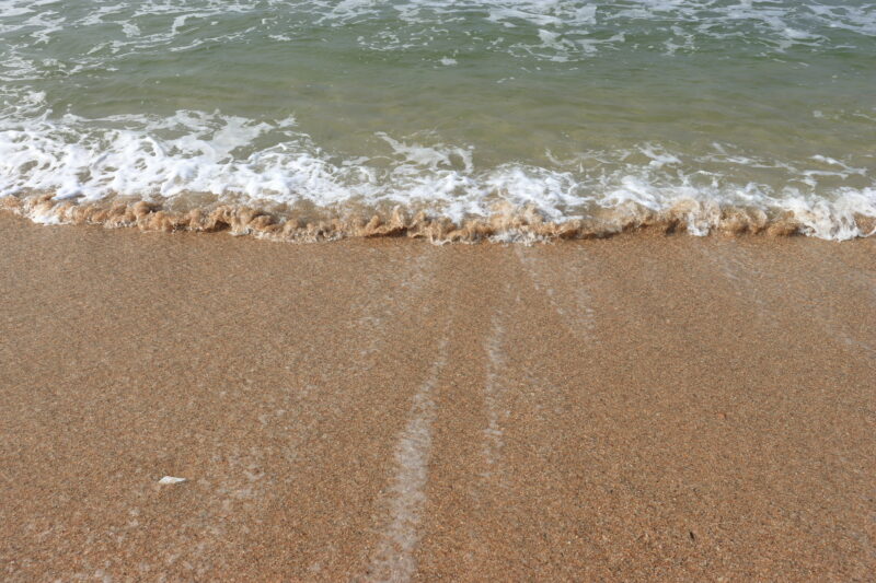 Beautiful waves on the sand beach background